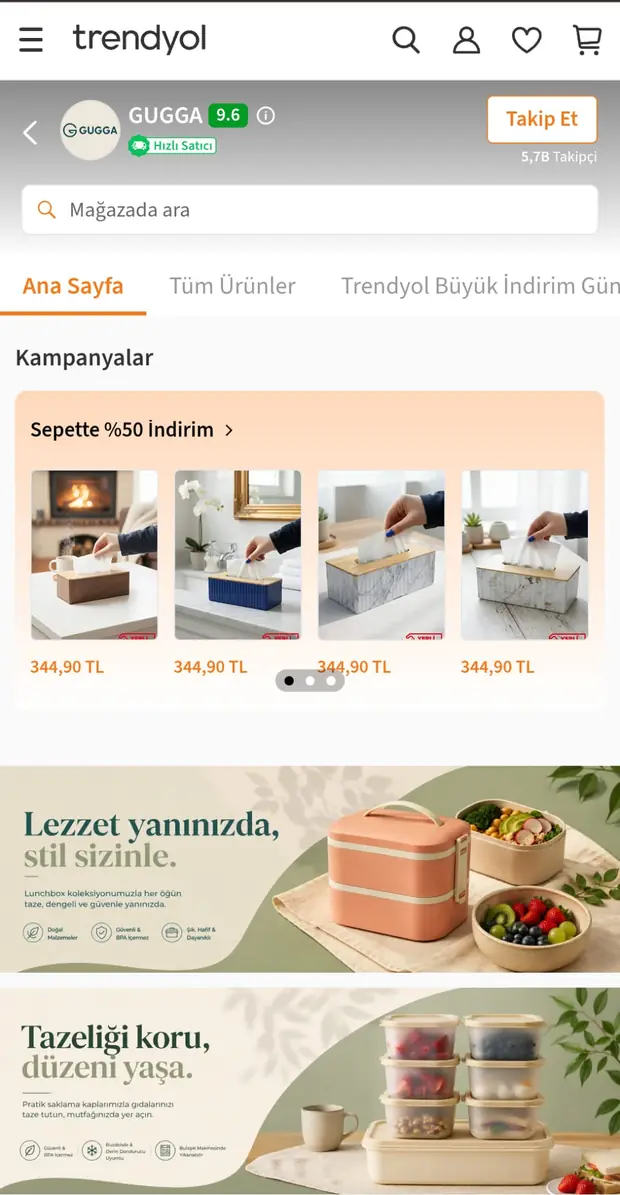 Gugga Trendyol mağaza vitrini